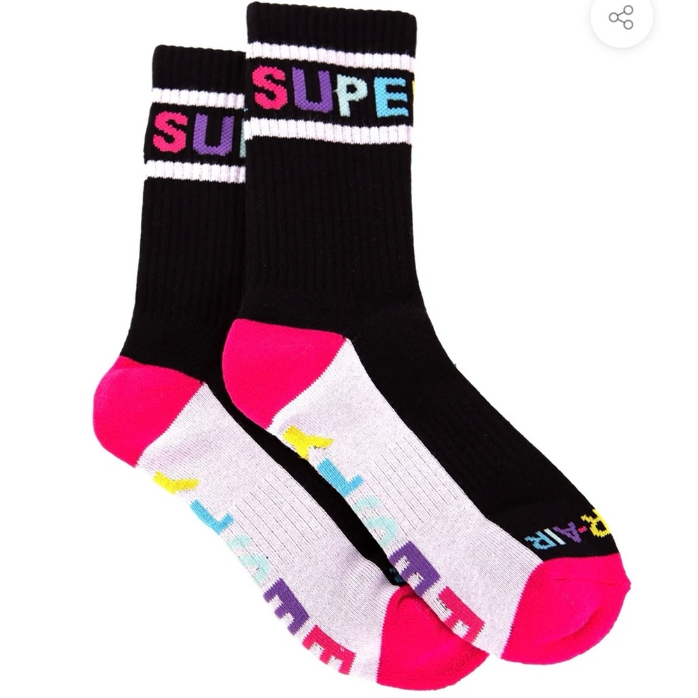 Bundle of 2 Festy Besty crew socks black and white style and multicolored style